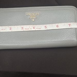 Prada Light Gray Leather Zip Wallet